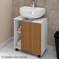 Gabinete Banheiro Pia De Coluna Pequin 56 Cm Bechara Branco Ripado - 2