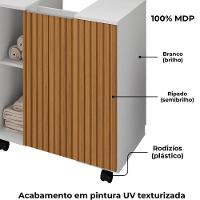 Gabinete Banheiro Pia De Coluna Pequin 56 Cm Bechara Branco Ripado - 5