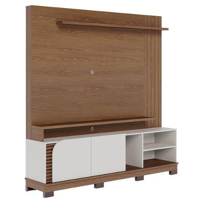 Estante Home TV 75 Polegadas 2 Portas 182 Cm Jurere Colibri Amendoa Off White Matte