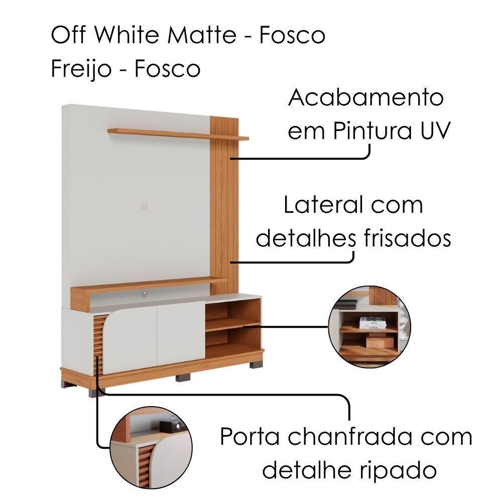 Estante Home TV 65 Polegadas 2 Portas 152 Cm Jurere Colibri Off White Matte Freijo - 10