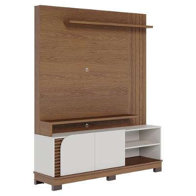 Estante Home TV 65 Polegadas 2 Portas 152 Cm Jurere Colibri Amendoa Off White Matte