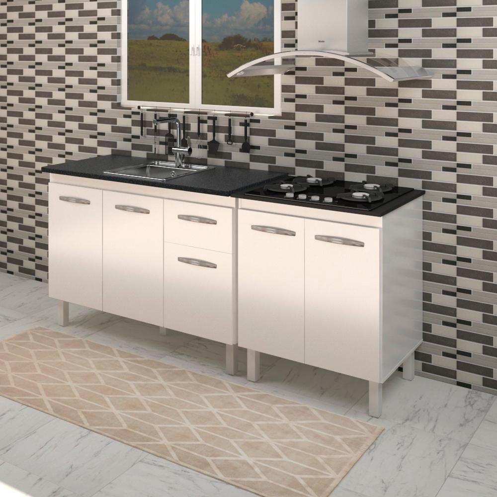 Balcao Pia 120cm E Cooktop 4 Bocas Mobbs Branco - 6