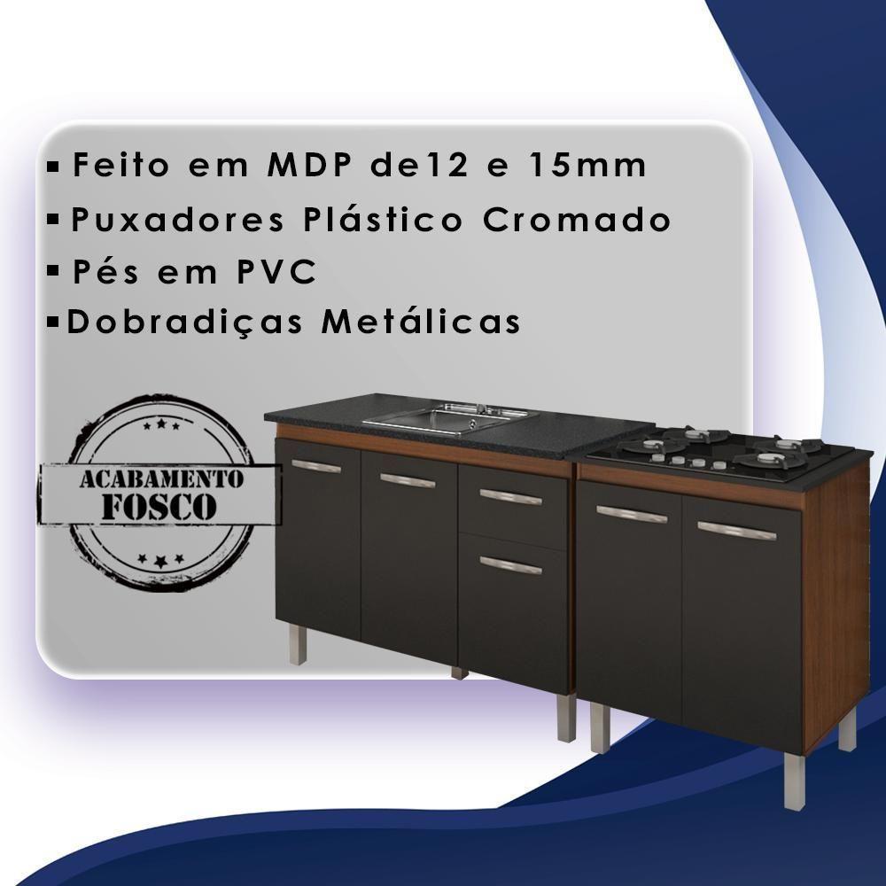 Balcao Pia 120cm E Cooktop 4 Bocas Mobbs Savana Preto - 3