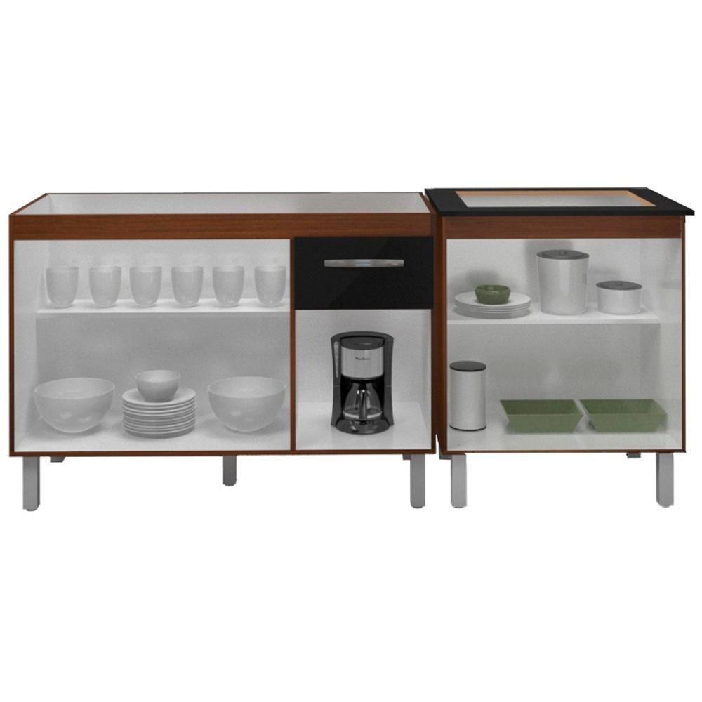 Balcao Pia 120cm E Cooktop 4 Bocas Mobbs Savana Preto - 5