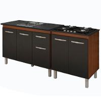 Balcao Pia 120cm E Cooktop 4 Bocas Mobbs Savana Preto - 1