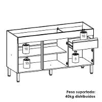 Balcao Para Pia 3 Portas 1 Gaveta 150 Cm Line Ktp Supremo