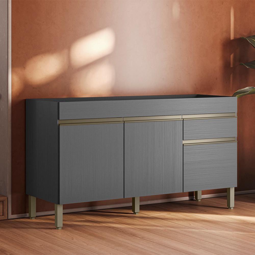 Balcao Para Pia 3 Portas 1 Gaveta 150 Cm Line Ktp Gris - 3