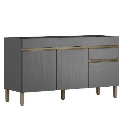 Balcao Para Pia 3 Portas 1 Gaveta 150 Cm Line Ktp Gris