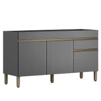 Balcao Para Pia 3 Portas 1 Gaveta 150 Cm Line Ktp Gris - 1