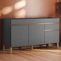 Balcao Para Pia 3 Portas 1 Gaveta 150 Cm Line Ktp Gris