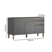 Balcao Para Pia 3 Portas 1 Gaveta 150 Cm Line Ktp Gris - 5