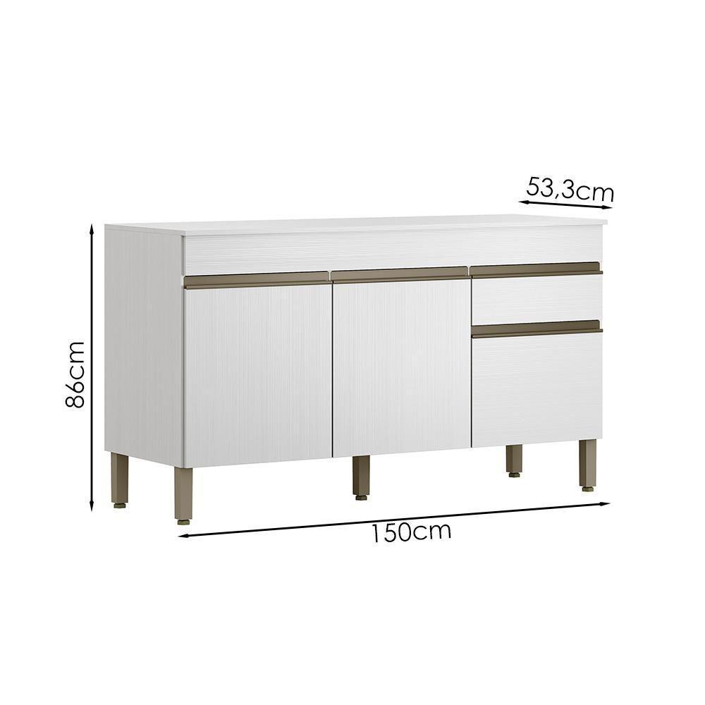 Balcao Com Tampo 3 Portas 1 Gaveta 150 Cm Line Ktp Supremo - 3