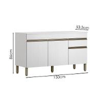 Balcao Com Tampo 3 Portas 1 Gaveta 150 Cm Line Ktp Supremo - 3