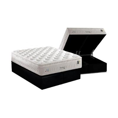 Cama Box Baú King: Colchão Molas Ensacadas Anjos MasterPocket Impressione + Base CRC Suede Black(193x203)