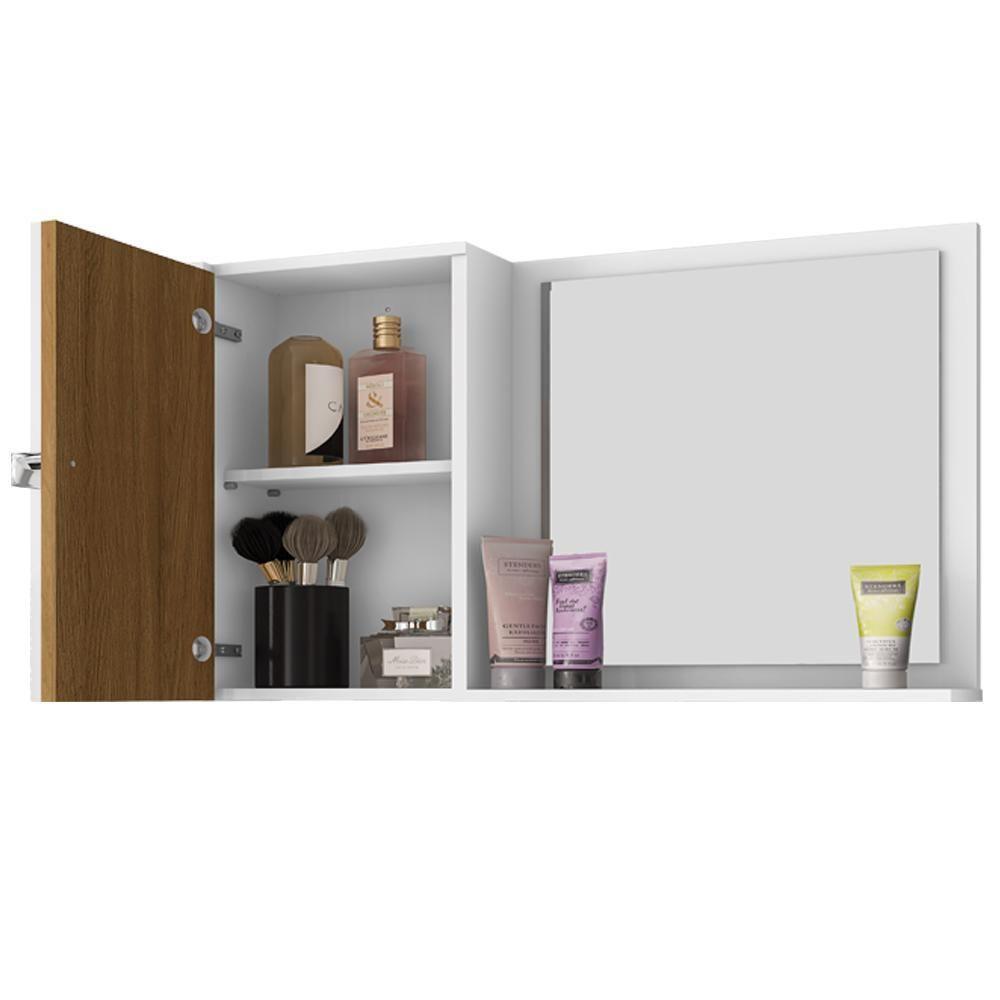 Armario Espelheira 1 Porta 57 Cm Genova Bechara Branco Ripado - 4