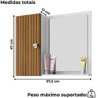 Armario Espelheira 1 Porta 57 Cm Genova Bechara Branco Ripado - 3