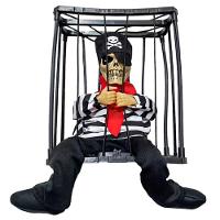 Boneco Halloween Esqueleto Na Jaula Com Sensor E Movimento