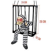 Boneco Halloween Esqueleto Na Jaula Com Sensor E Movimento - 7