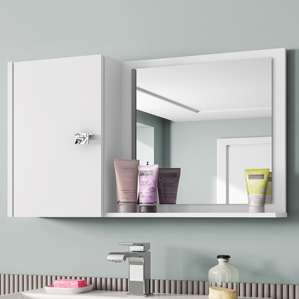 Armario Espelheira 1 Porta 57 Cm Genova Bechara Branco - 2