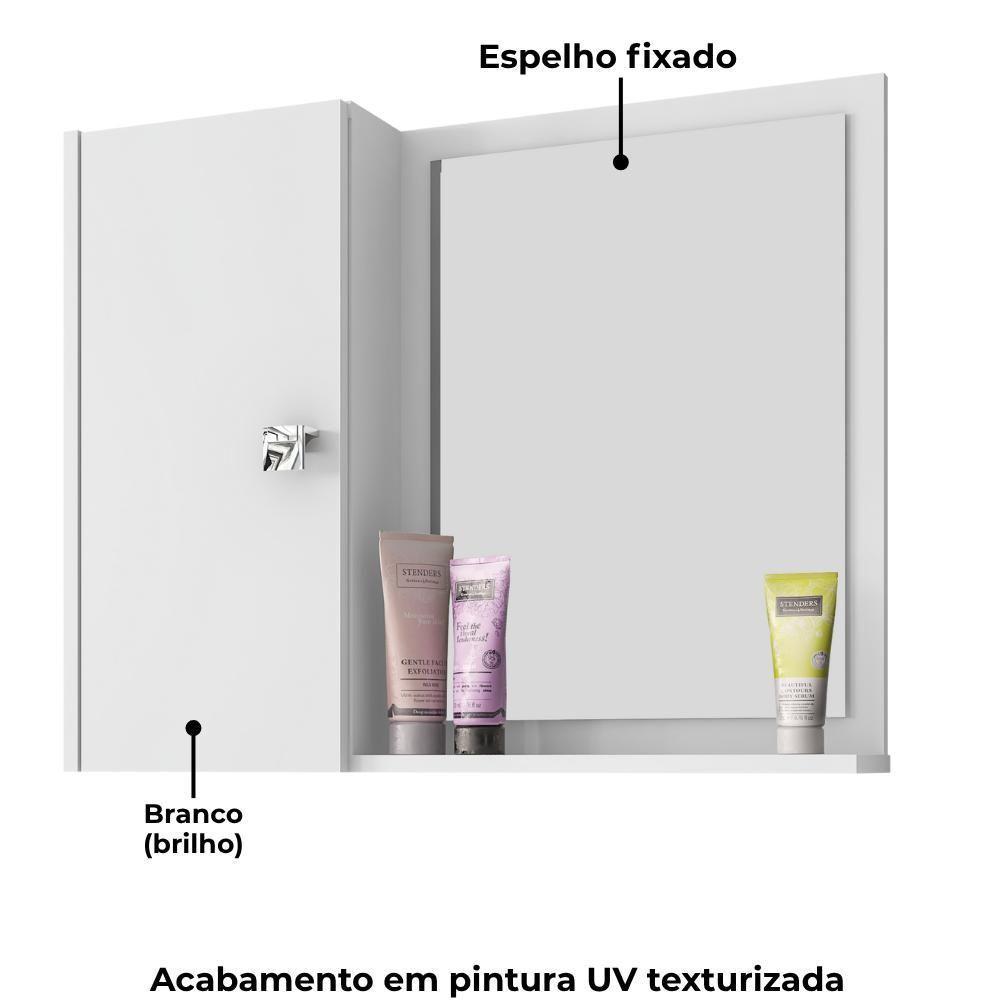Armario Espelheira 1 Porta 57 Cm Genova Bechara Branco - 5