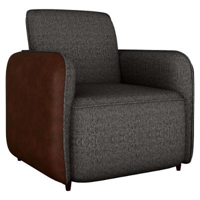 Poltrona Decorativa Zurique Sala de Estar Linho Corino Multicolorido Cinza Milani Movelaria