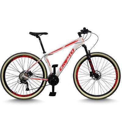 Bicicleta Aro 29 Cripto 24 Marchas Freios Disco E Suspensão Pneu Bege - Branco/vermelho - 17" Branco/vermelho