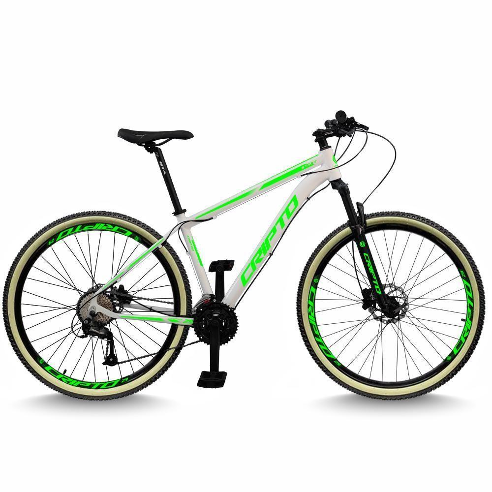 Bicicleta Aro 29 Cripto 24 Marchas Freios Disco E Suspensão Pneu Bege - Branco/verde - 15" Branco/verde - 1
