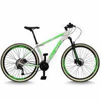 Bicicleta Aro 29 Cripto 24 Marchas Freios Disco E Suspensão Pneu Bege - Branco/verde - 15" Branco/verde - 1