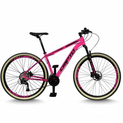 Bicicleta Aro 29 Cripto 24 Marchas Freios Disco E Suspensão Pneu Bege - Rosa/preto - 17" Rosa/preto