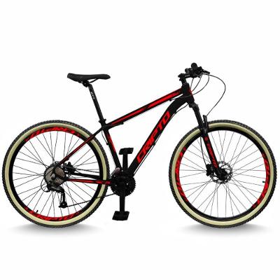Bicicleta Aro 29 Cripto 24 Marchas Freios Disco E Suspensão Pneu Bege - Preto/vermelho - 21" Preto/vermelho