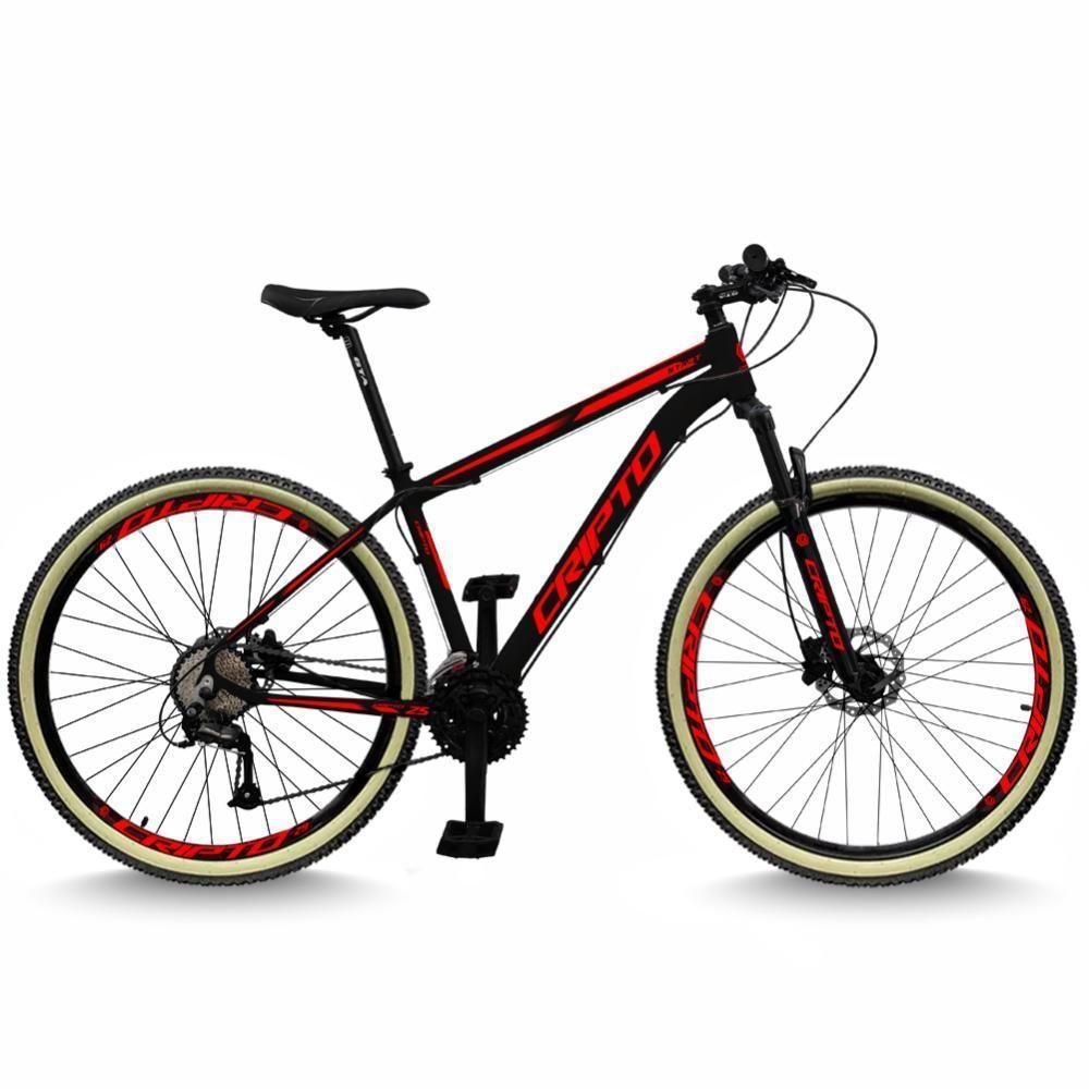 Bicicleta Aro 29 Cripto 24 Marchas Freios Disco E Suspensão Pneu Bege - Preto/vermelho - 15" Preto/vermelho - 1