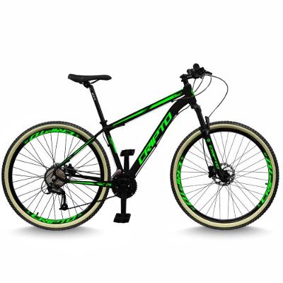 Bicicleta Aro 29 Cripto 24 Marchas Freios Disco E Suspensão Pneu Bege - Preto/verde - 19" Preto/verde