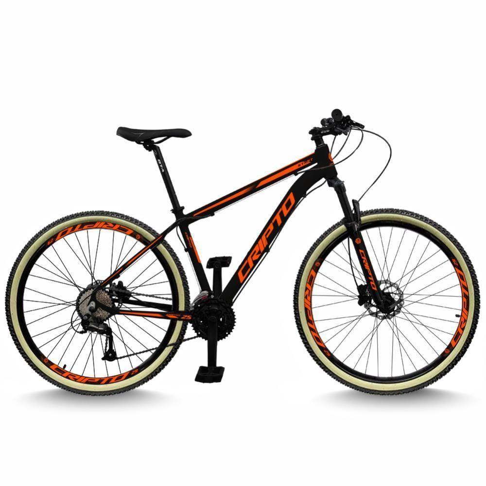 Bicicleta Aro 29 Cripto 24 Marchas Freios Disco E Suspensão Pneu Bege - Preto/laranja - 17" Preto/laranja - 1
