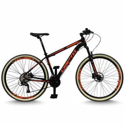 Bicicleta Aro 29 Cripto 24 Marchas Freios Disco E Suspensão Pneu Bege - Preto/laranja - 17" Preto/laranja