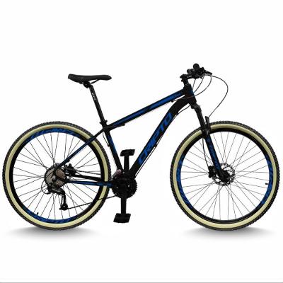Bicicleta Aro 29 Cripto 24 Marchas Freios Disco E Suspensão Pneu Bege - Preto/azul - 17" Preto/azul