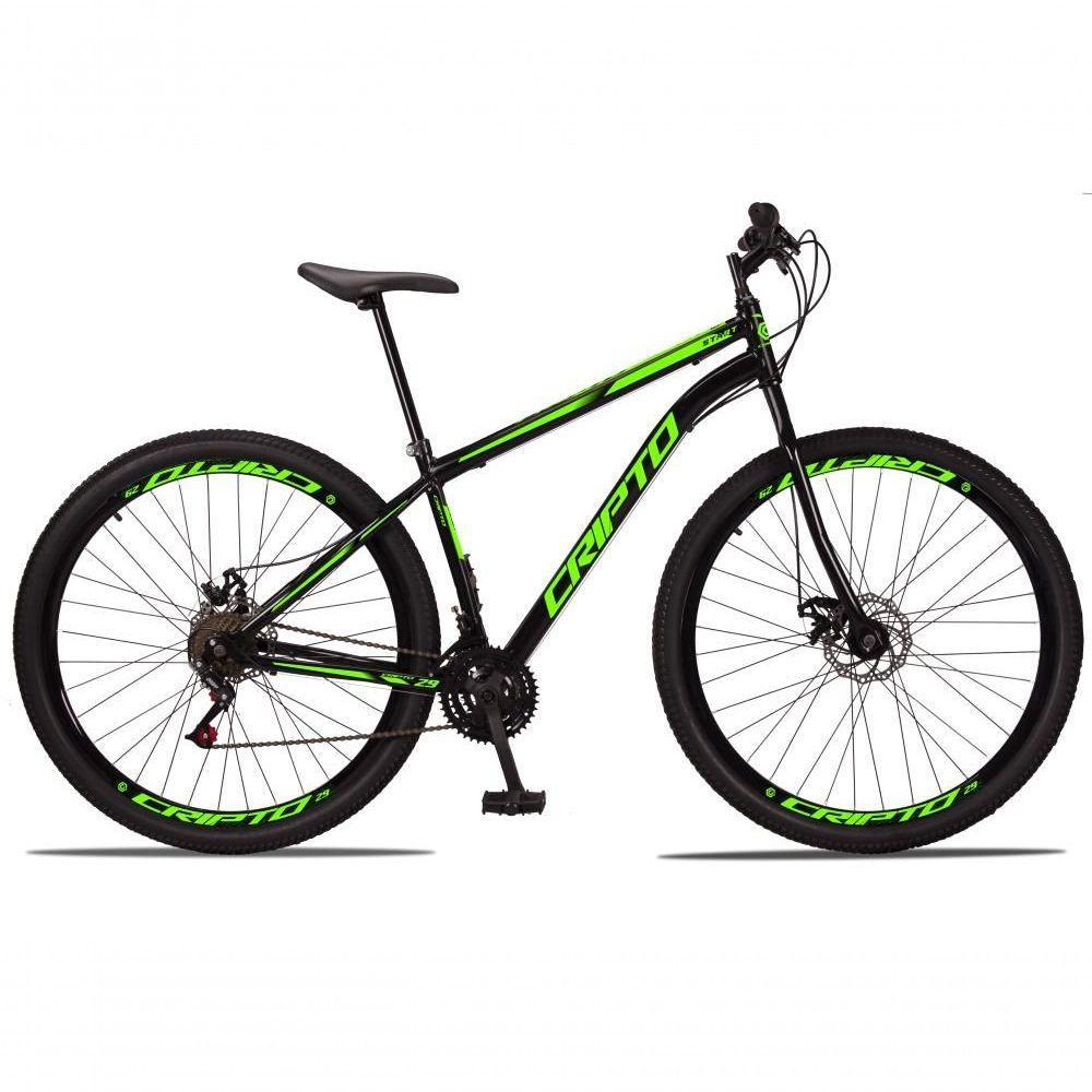 Bicicleta Aro 29 Aço Carbono 21v Cripto Freios A Disco Garfo - Preto/verde - 17 Preto/verde - 1