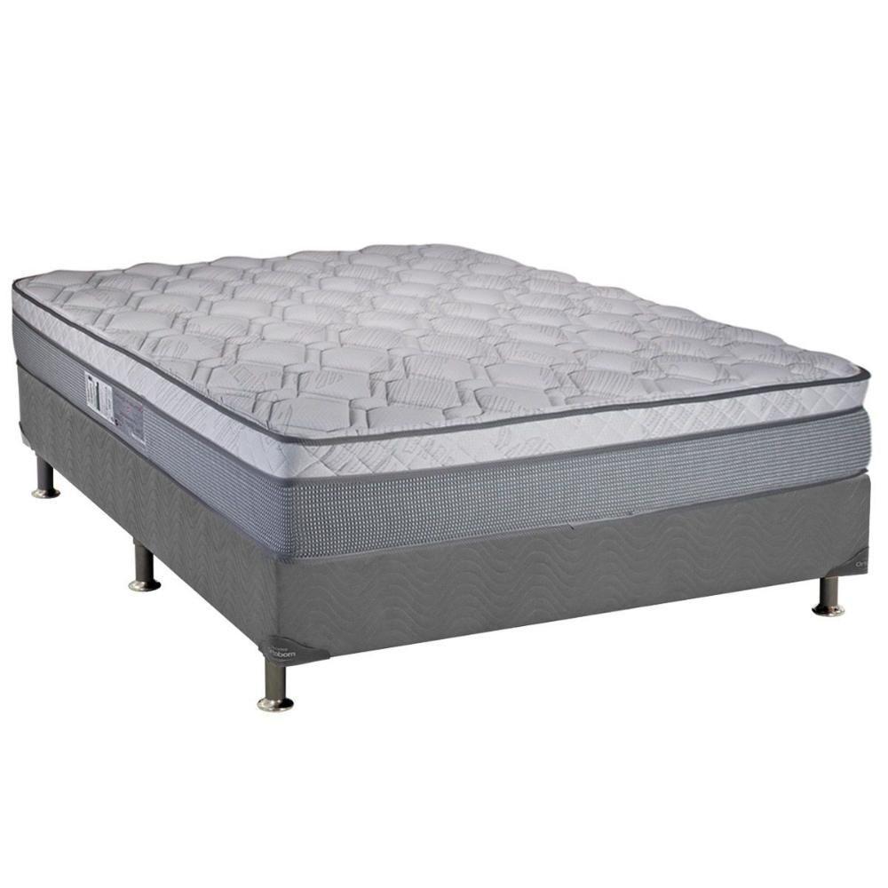 Cama Box Casal: Colchão Molas Ensacadas Luckspuma MasterPocket New Maxi + Base CRC Suede Gray(138x188) - 1