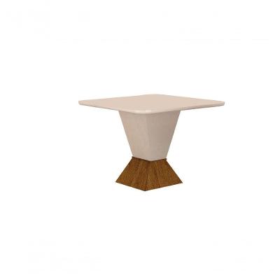 Mesa De Jantar 4 Lugares 90m Tampo Copo Mdf/vidro Larissa Moveis Leifer Cadeiras Não Inclusas Freijó/off White,copo Com Vidro