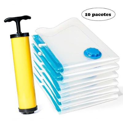 Sacos A Vácuo Para Armazenamento Com Bomba – Kit Com 10 Unidades Reutilizáveis, Vedação Tripla E Zíper Duplo