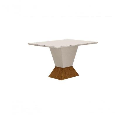 Mesa De Jantar 4 Lugares 1,20m Tampo Copo Mdf/vidro Larissa Moveis Leifer Cadeiras Não Inclusas Freijó/off White/off White,copo Com Vidro