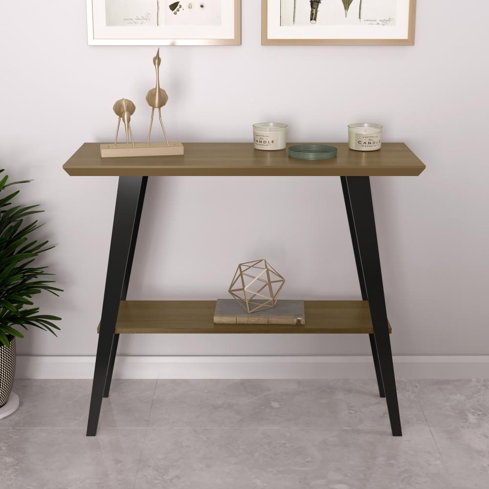 Aparador Davi 90x30 Tampo Mdf 30mm Pé Em Madeira Freijó/pés Preto - 1