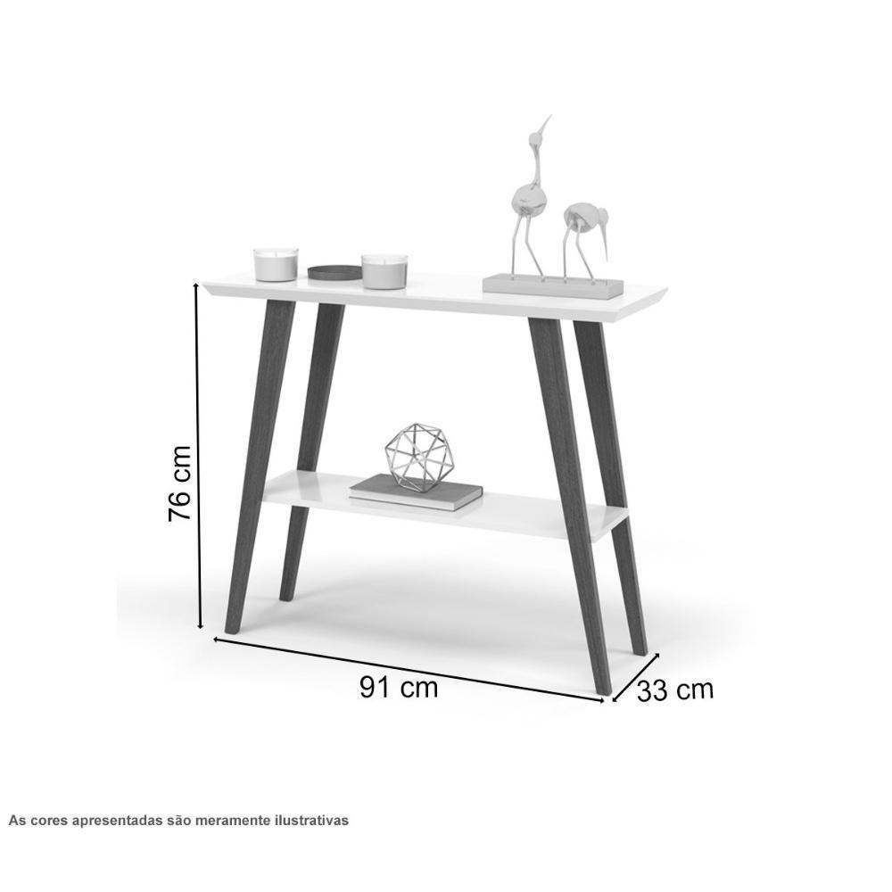 Aparador Davi 90x30 Tampo Mdf 30mm Pé Em Madeira Freijó/pés Preto - 2