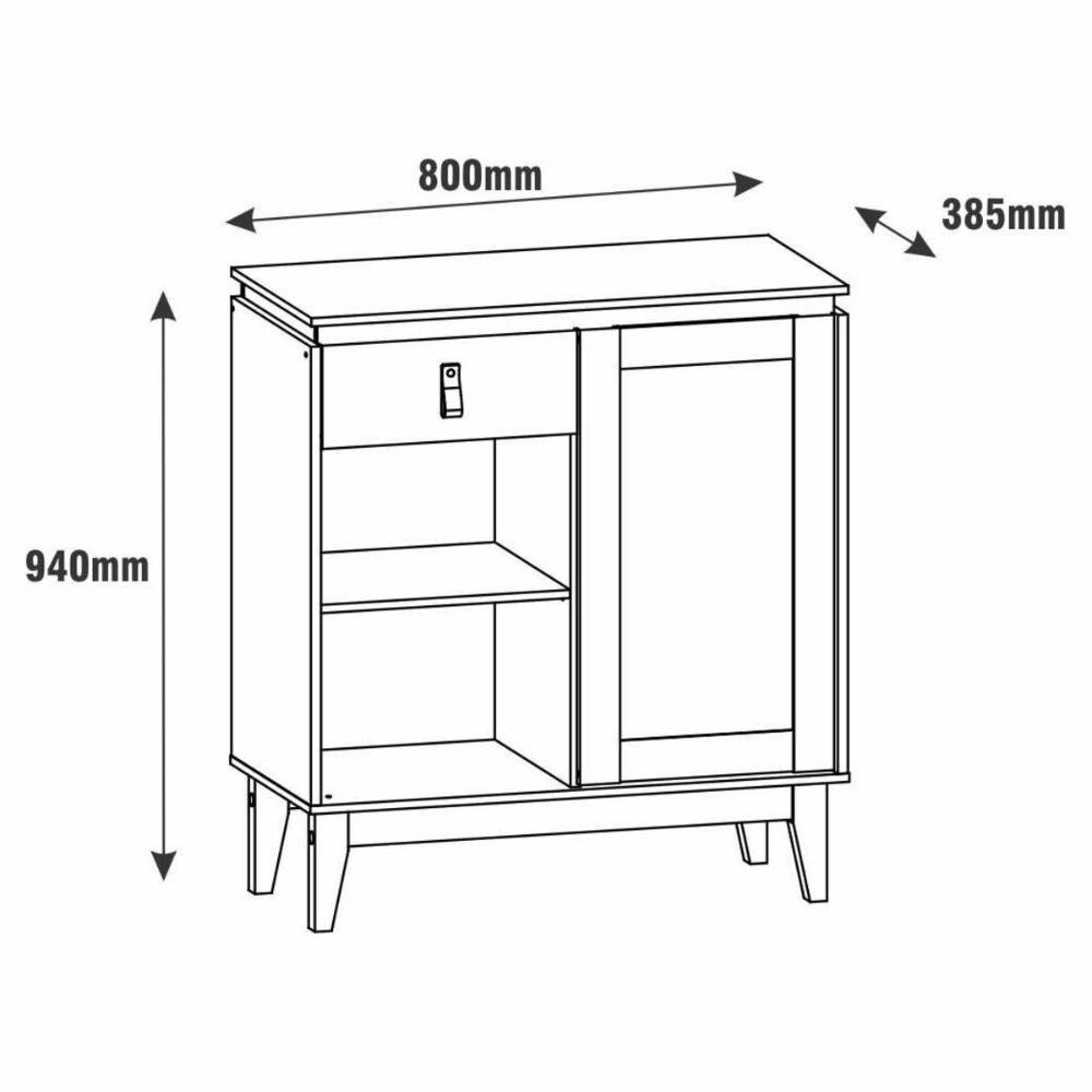 Aparador Café Quartzo C/ Porta E Gaveteiro Off White/noce - 5