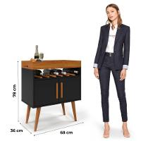 Aparador Café Drink Com Portas Pés Em Madeira Pinus Preto/caramelo - 3