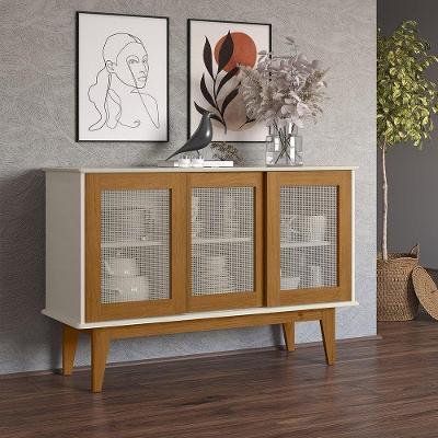 Aparador Buffet Detroit 03 Portas Off White/nature - Tebarrot