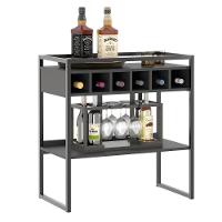 Aparador Adega Barcelona Preto Onix Com Prateleira E Nichos Para Vinhos - 2