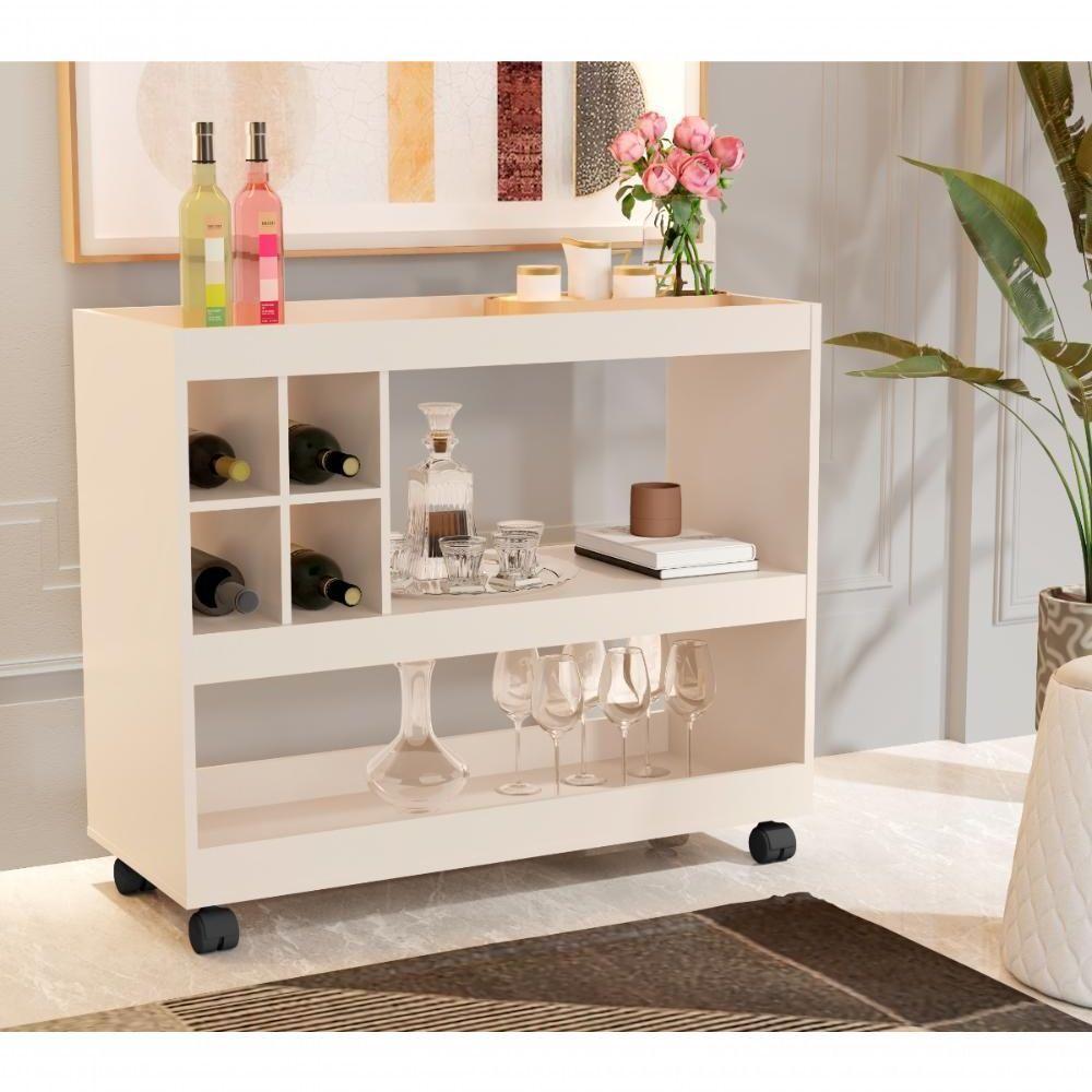 Aparador Adega Bar Com Suporte Para Taças 4151 Perola - 1