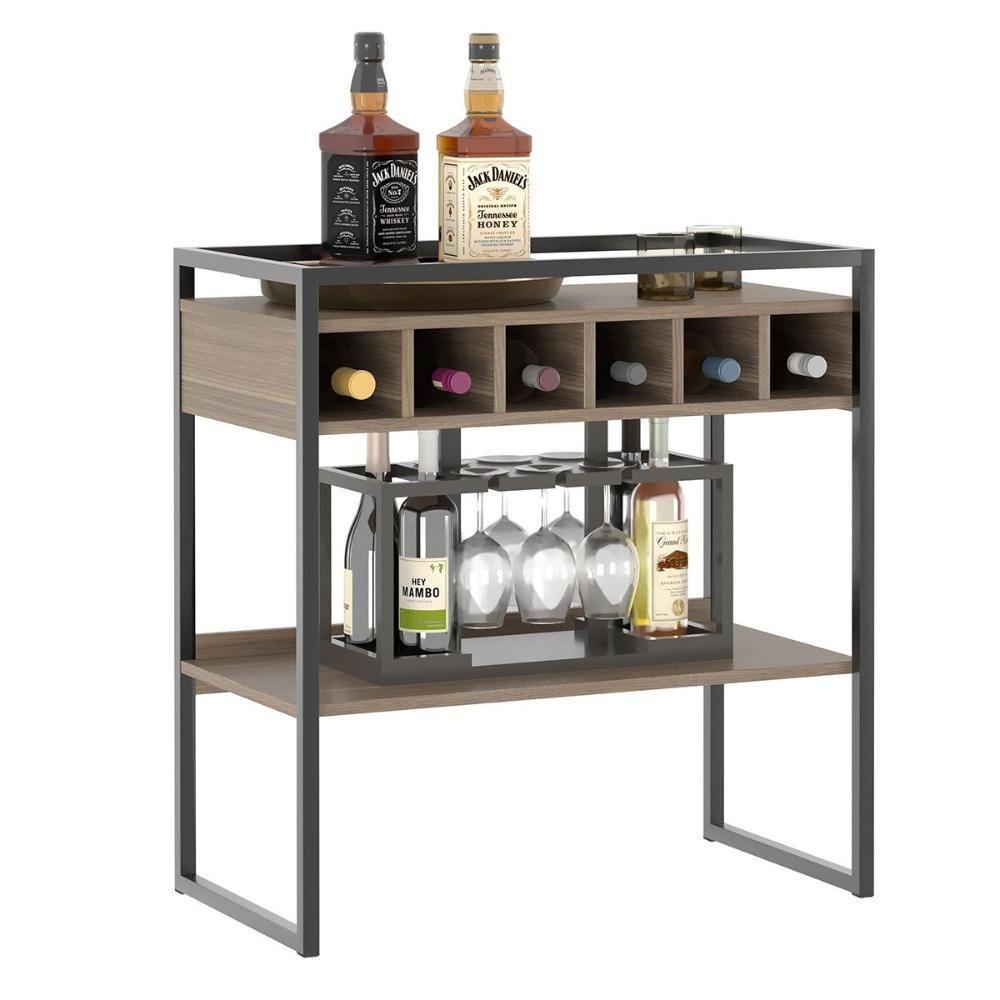 Aparador Adega Bar Affara Com Prateleira E Nichos Para Vinhos - Pleno - 2