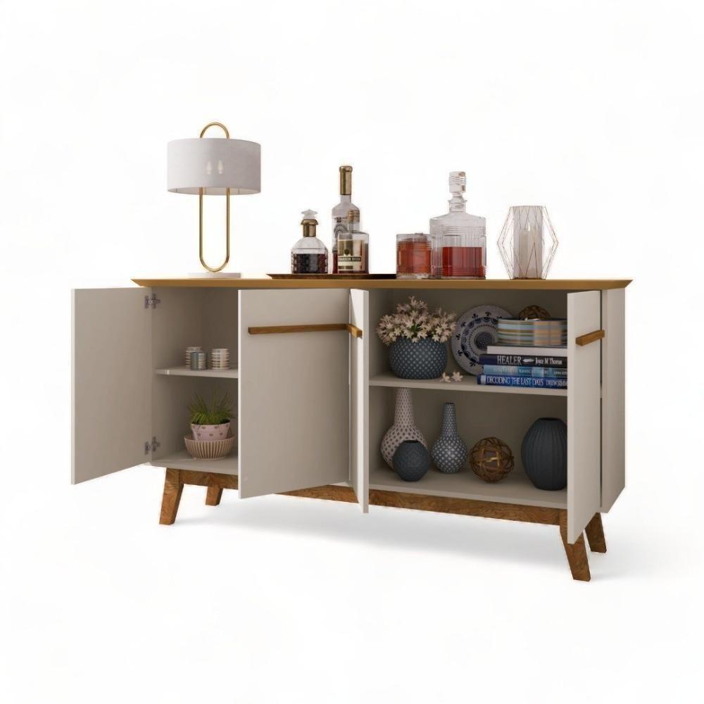 Aparador 04 Portas Opala Cinamomo E Off White Bechara - 2