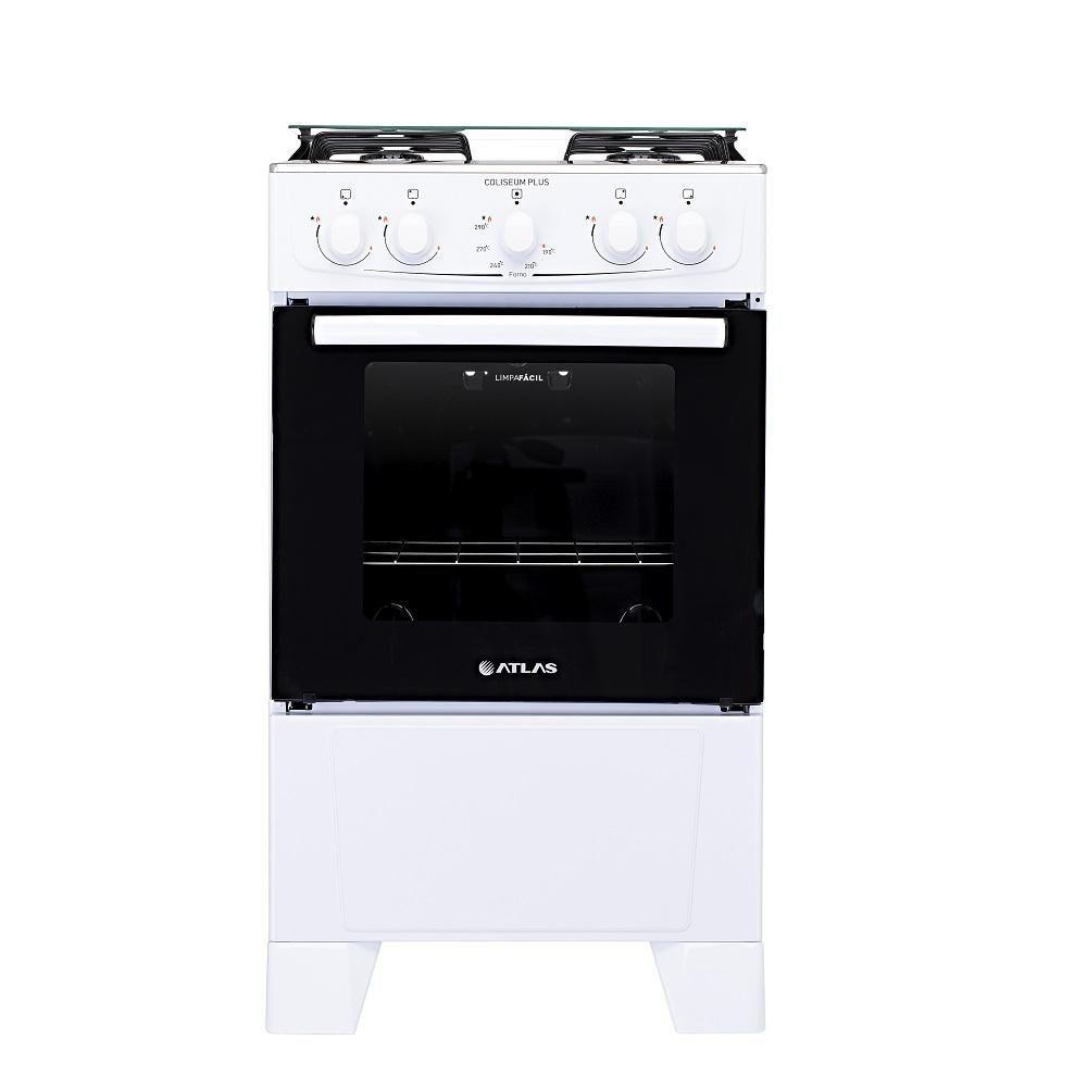 Fogão Atlas 4 Bocas Mesa De Inox Coliseum Plus Branco - 1